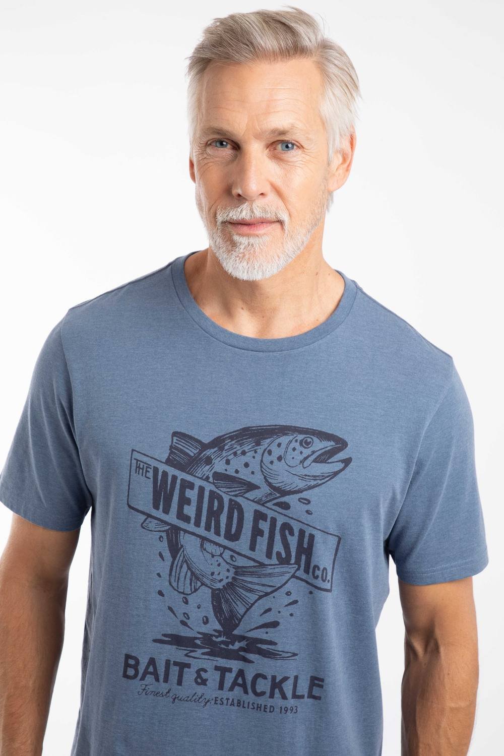 Weird Fish Weird Fish Men's Leaping Fish Front Print Graphic T-Shirt in Blue - 3