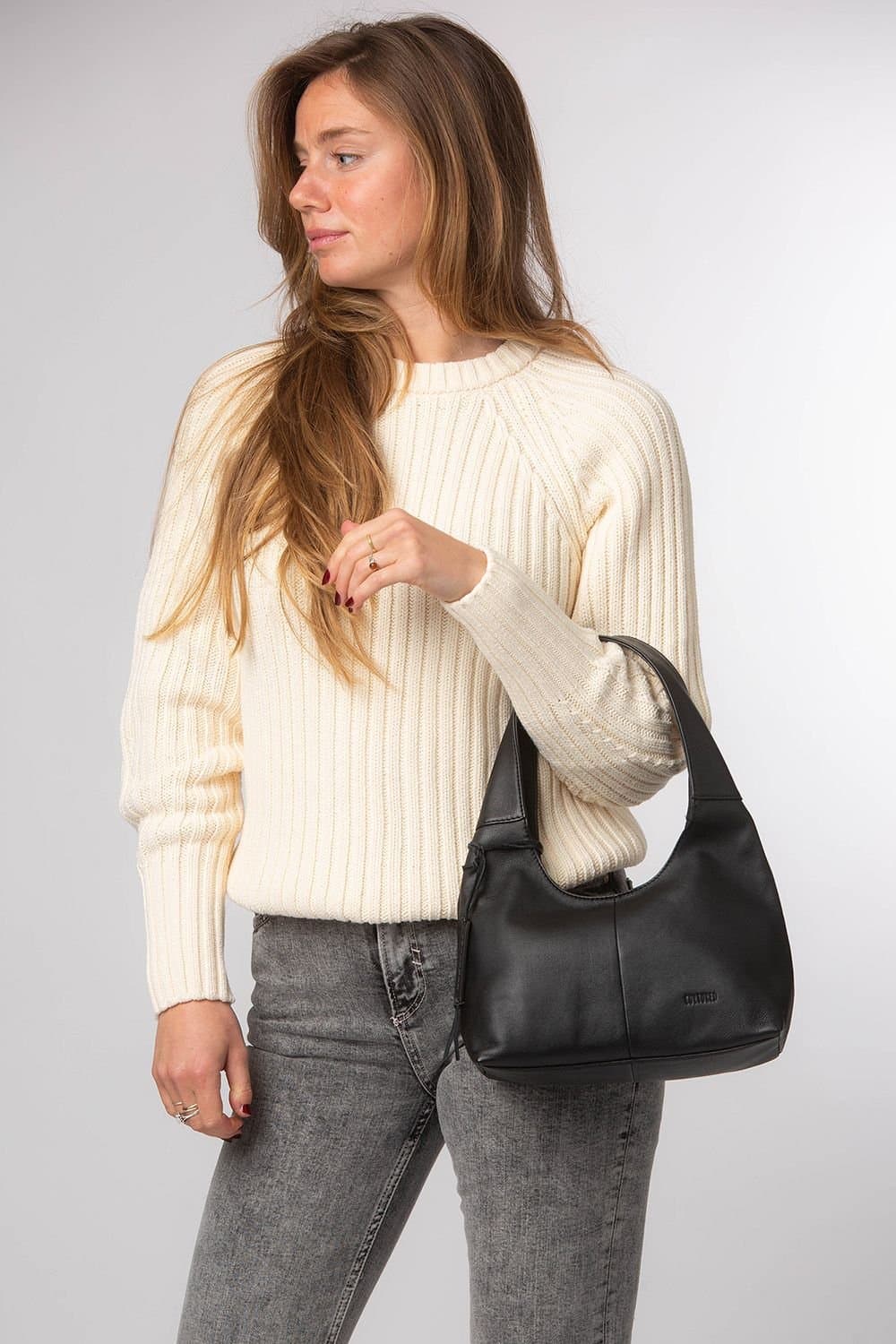 Cultured London Cultured London Women's 'Phoenix' Leather Grab Bag in Black