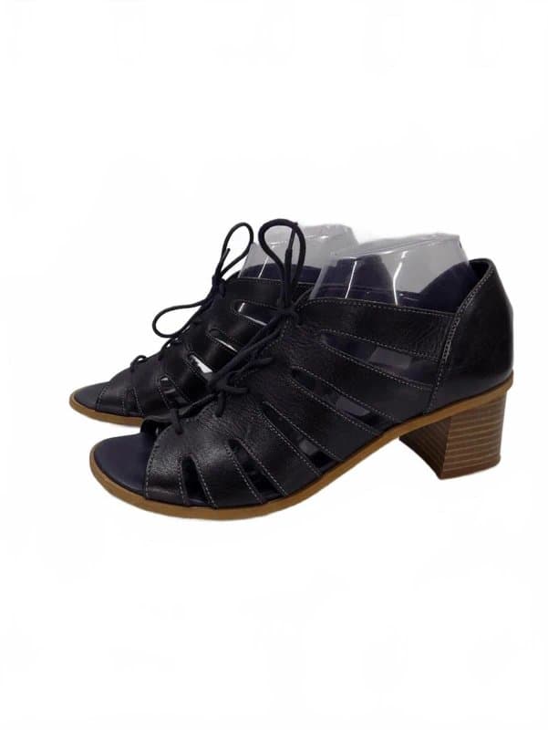 OFFICE Office London Shoes Block Heel UK 7 EU 40 Womens Blue Leather Gladiator Lace Up