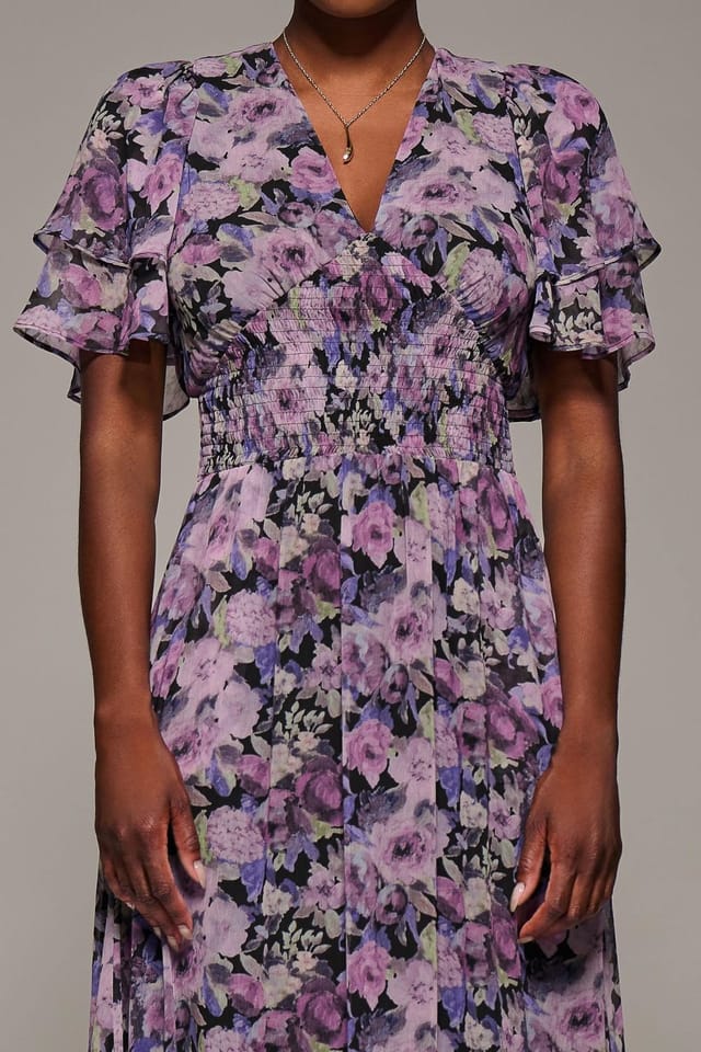 Jolie Moi Jolie Moi Women's Chiffon Layered Sleeve Ruffle Hem Midaxi in Black - 3