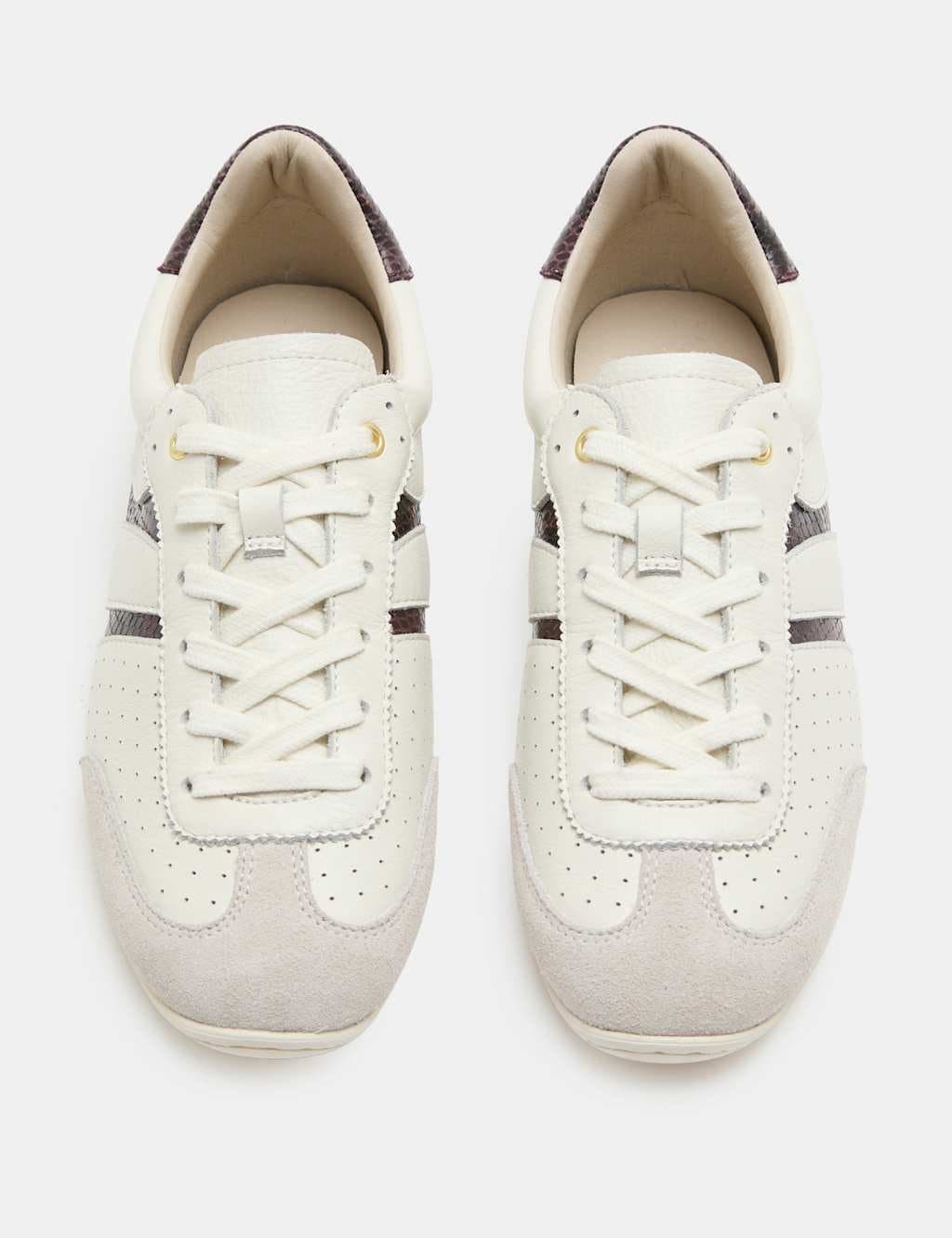 Marks & Spencer M&S Leather Retro Side Detail Trainers Cream