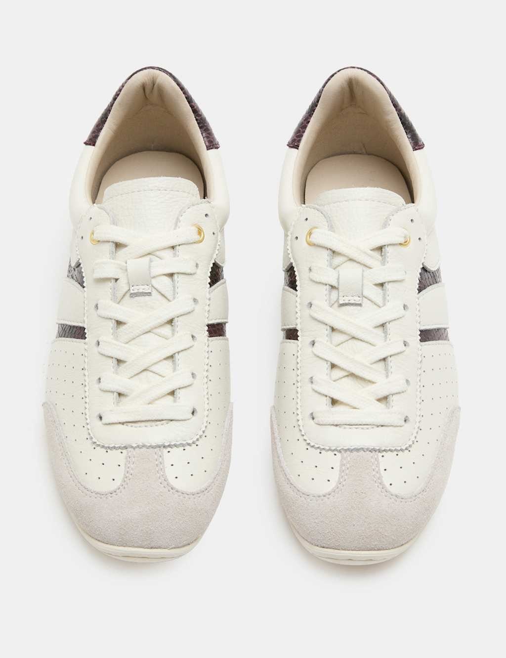 Marks & Spencer M&S Leather Retro Side Detail Trainers Cream - 1