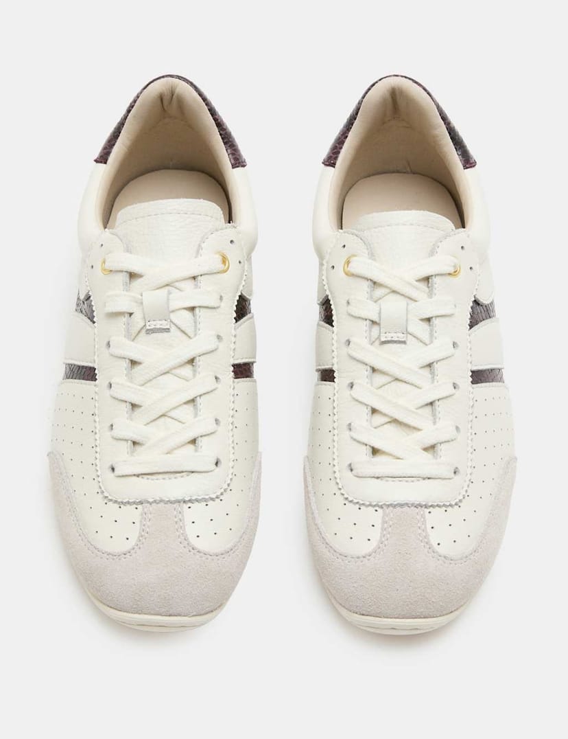 Marks & Spencer M&S Leather Retro Side Detail Trainers Cream - 1
