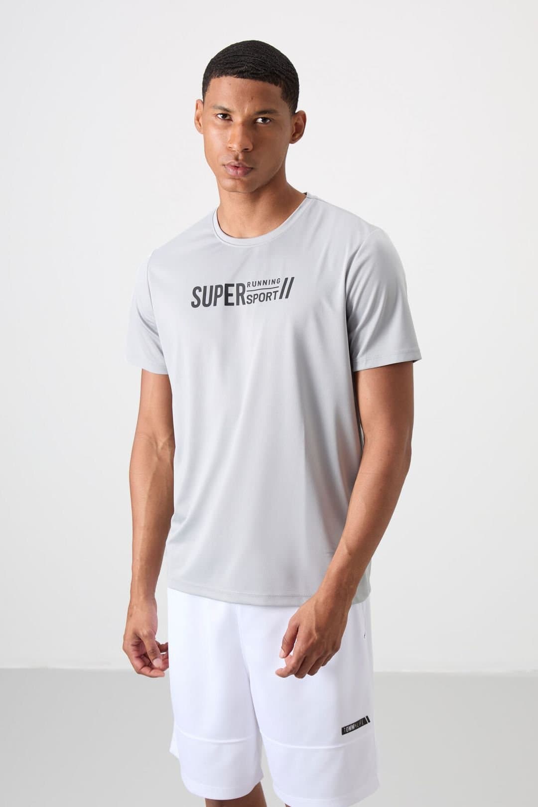 Tommy Life Tommy Life Men's Printed Crew Neck Short-Sleeve T-Shirt in Light Grey
