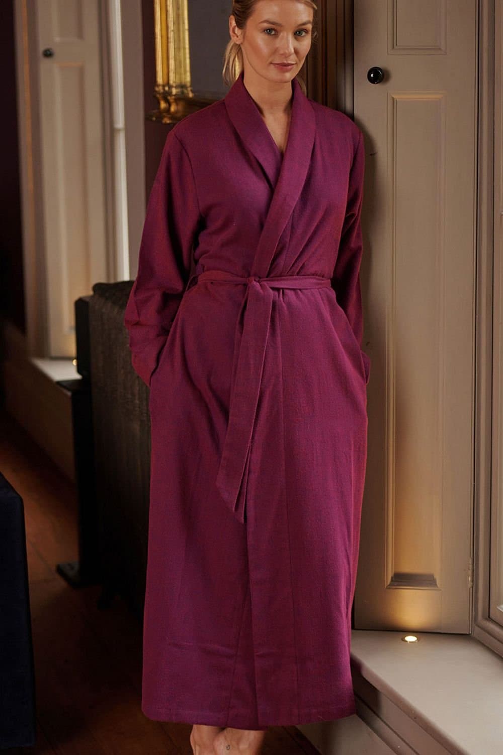 British Boxers British Boxers Burgundy Brushed Cotton Dressing Gown