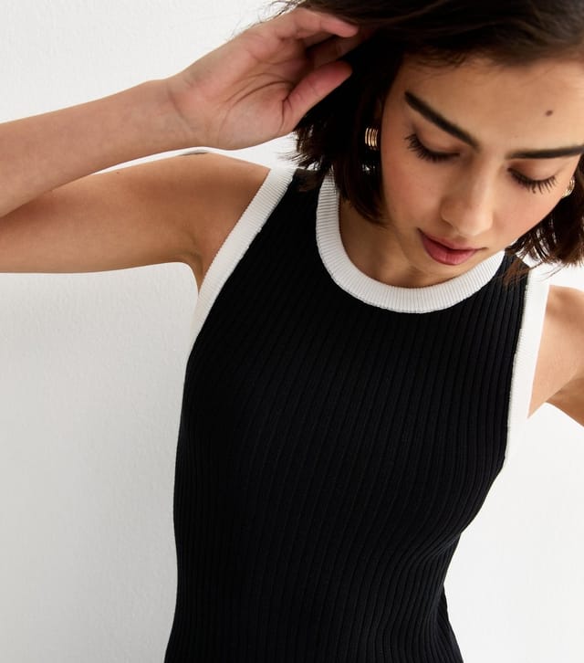 New Look Women's Black Contrast Tipping Midi Dress New Look - 2