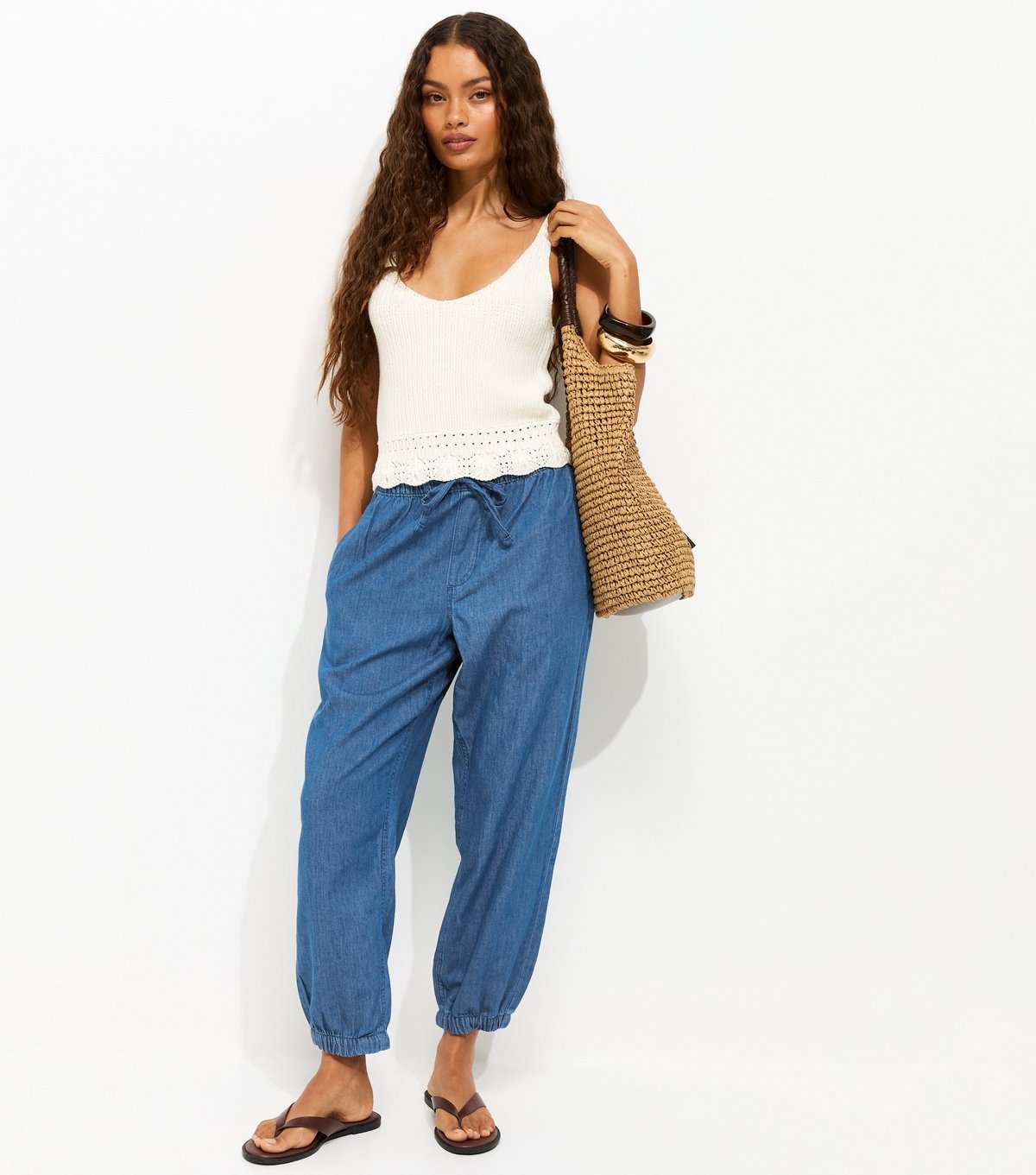 New Look Women's Petite Blue Cuffed Twill Cargo Trousers New Look - 3
