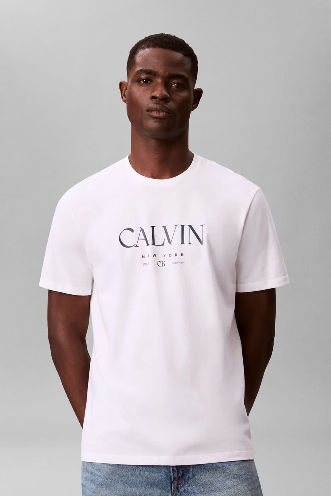 Calvin Klein Calvin Klein Men's SS 20S Ln Calvin Graphic Tee Brilliant White