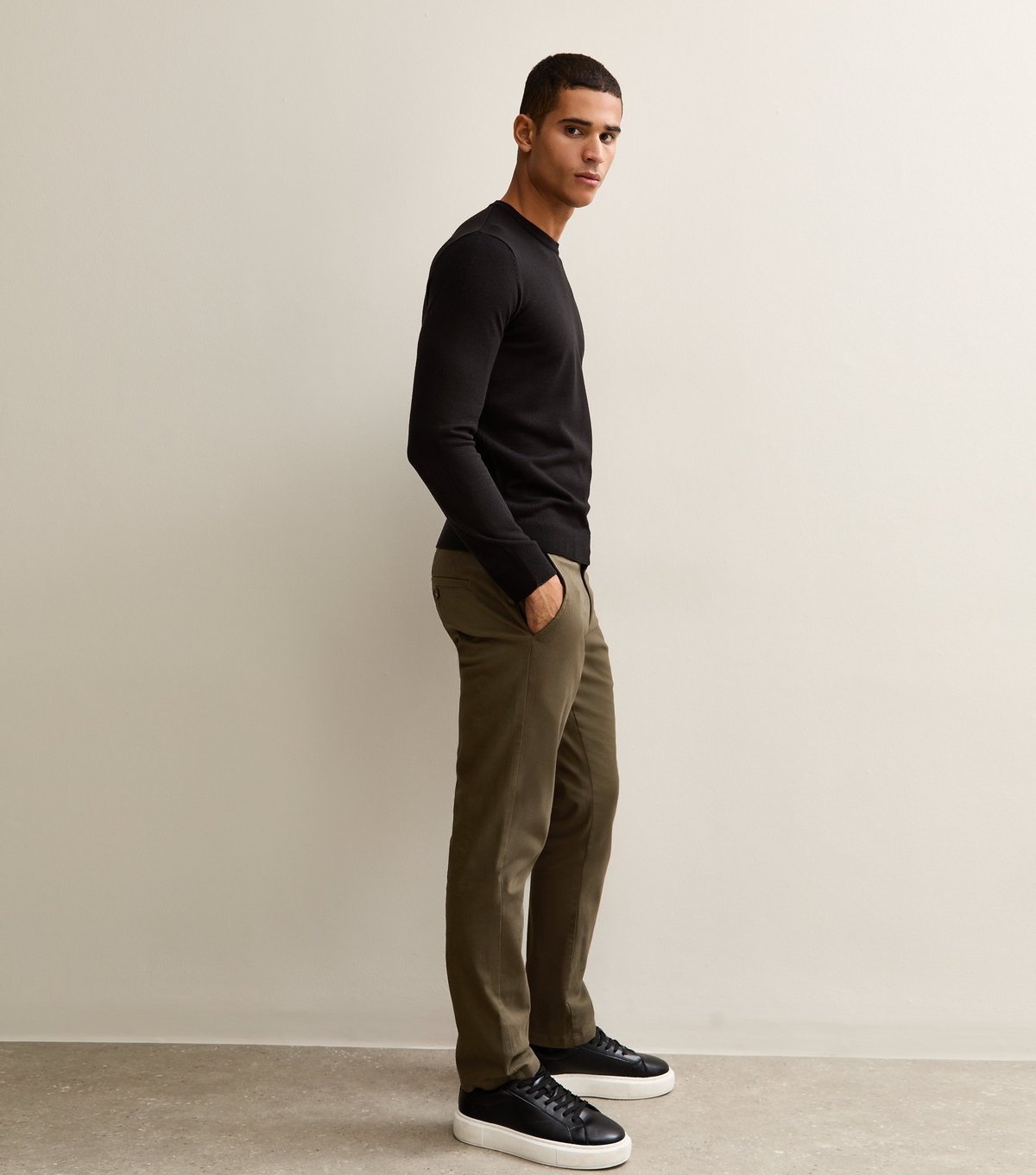 New Look Men's Dark Khaki Slim Chino Trousers New Look - 2