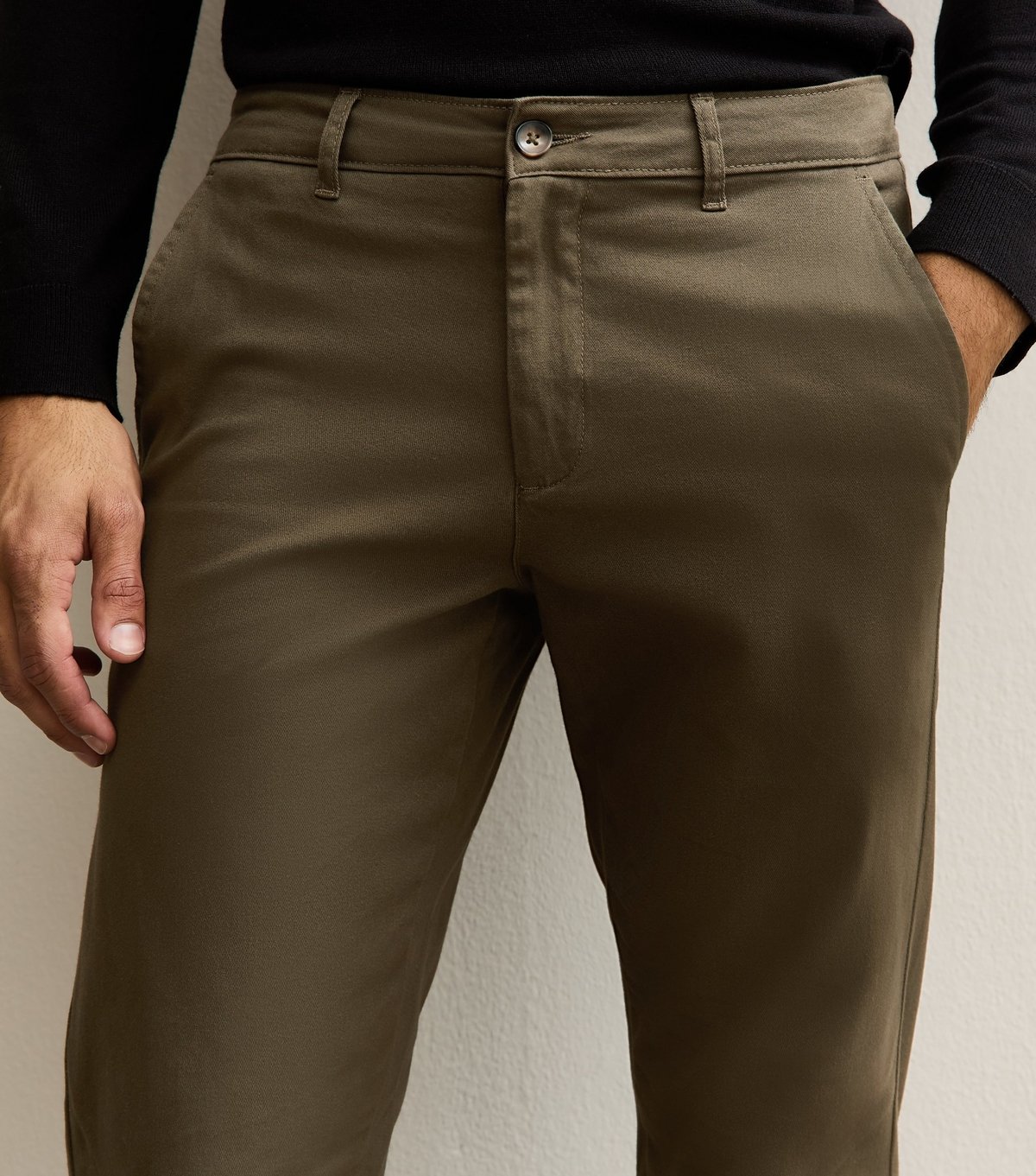 New Look Men's Dark Khaki Slim Chino Trousers New Look - 3