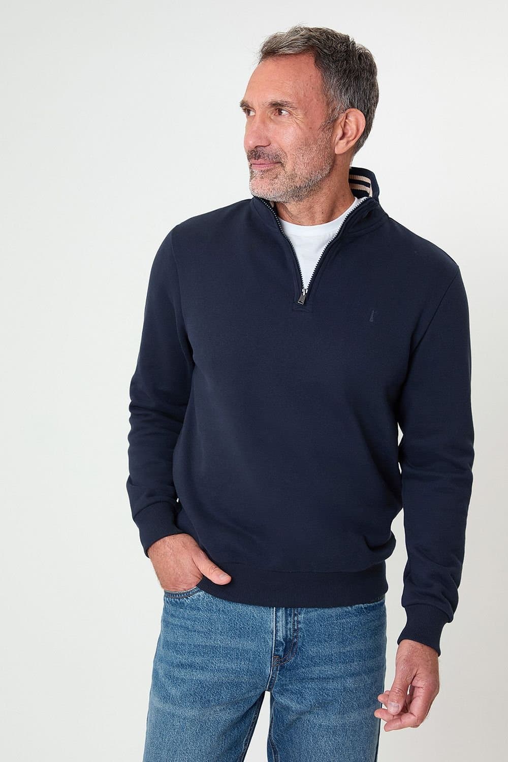 Saltwell Saltwell Men's Quarter Zip Sweatshirt in Navy