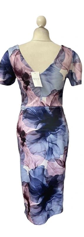 Quiz Nwt QUIZ Floral Ruched Midi Bodycon Dress - UK 10 - RRP £90