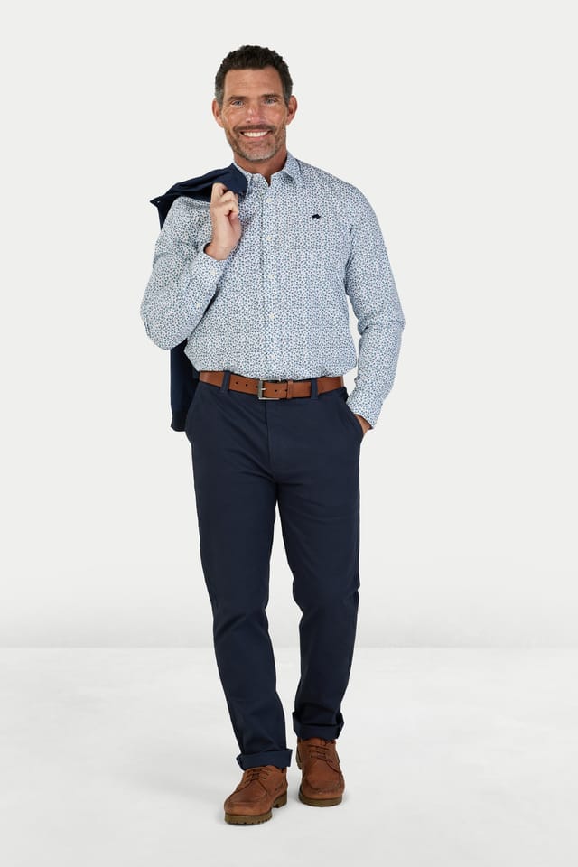 raging bull Raging Bull Men's Long Sleeve Floral Print Cotton Poplin Shirt in Light Blue - 2
