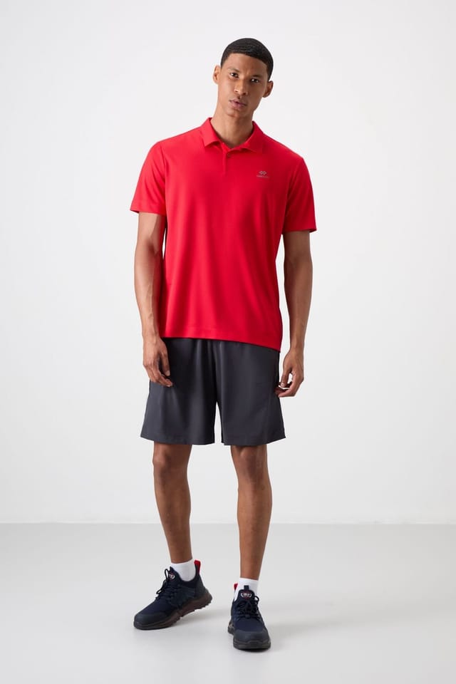 Tommy Life Tommy Life Men's Polo Collar Short-Sleeve T-Shirt in Red - 2