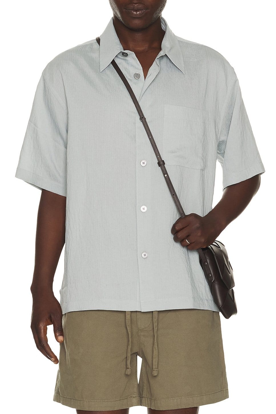 Revolve Blue Grey Stripe Short Sleeve Shirt