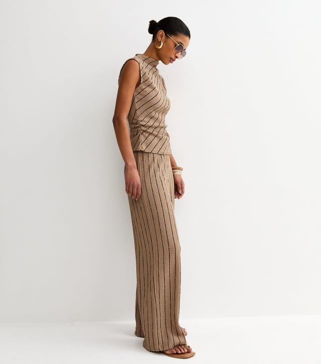 New Look Women's Brown Diagonal Stripe Textured Top New Look - 3