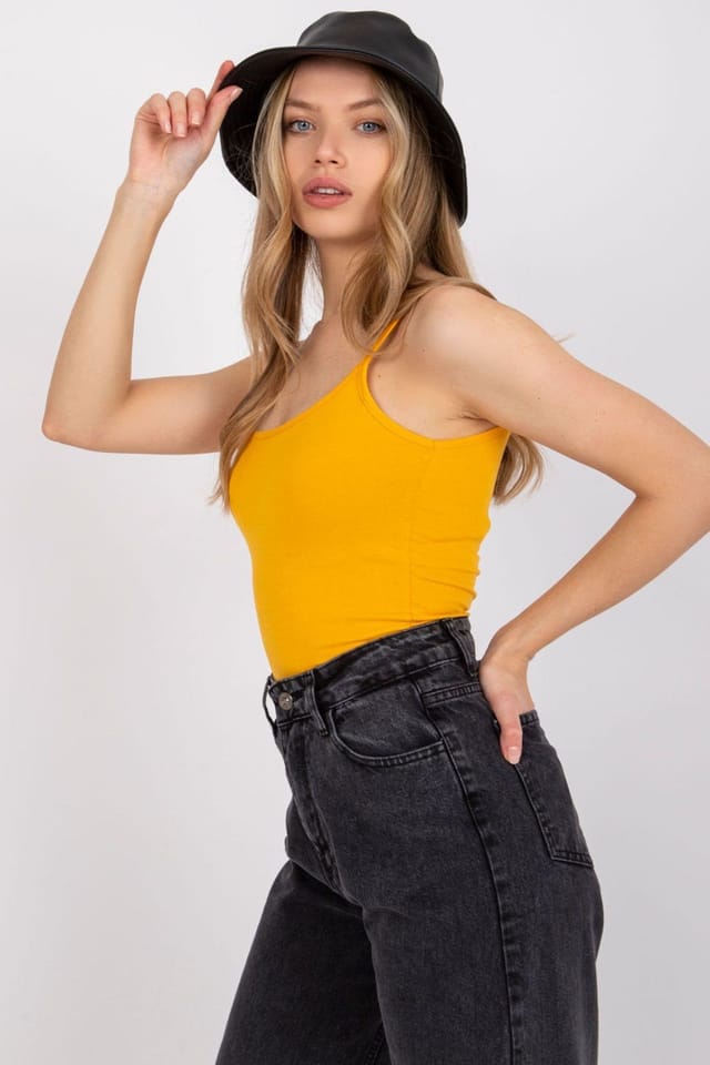Love Lace Love Lace Women's Classic Strapy Round Neck Top in Yellow - 2