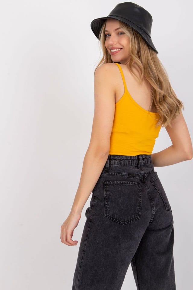 Love Lace Love Lace Women's Classic Strapy Round Neck Top in Yellow - 3