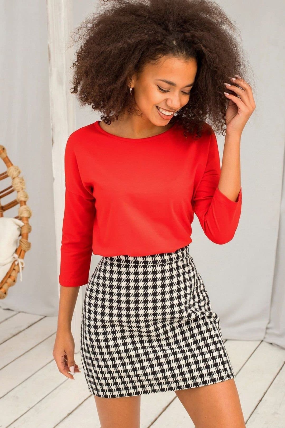 Love Lace Love Lace Women's Everyday Simple 3/4 Sleeve Blouse Style 163374 in Red