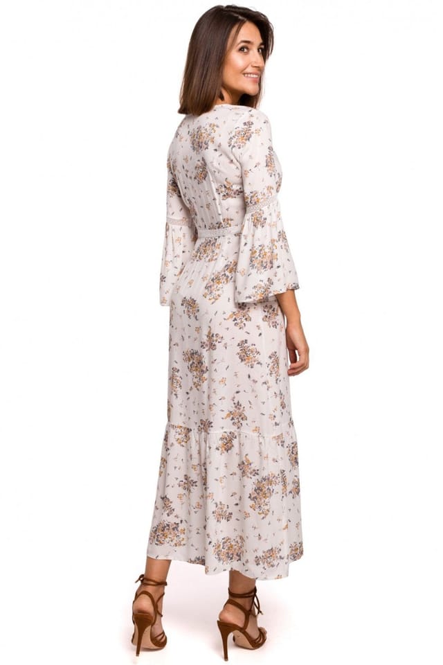 Love Lace Love Lace Women's Romantic Boho Maxi Lace Sleeve Flounce Dress in Beige - 2