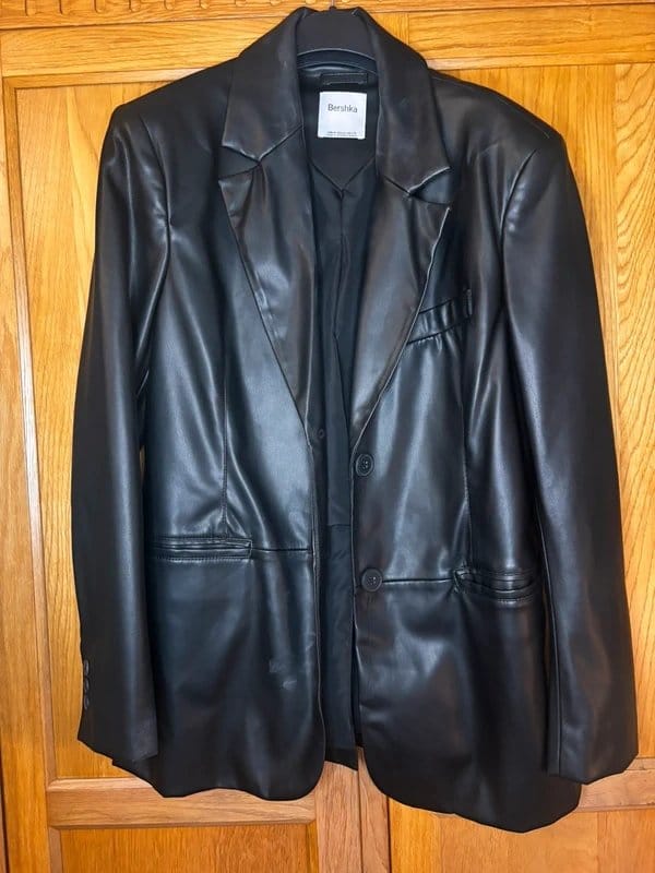 Bershka Black Leather Blazer