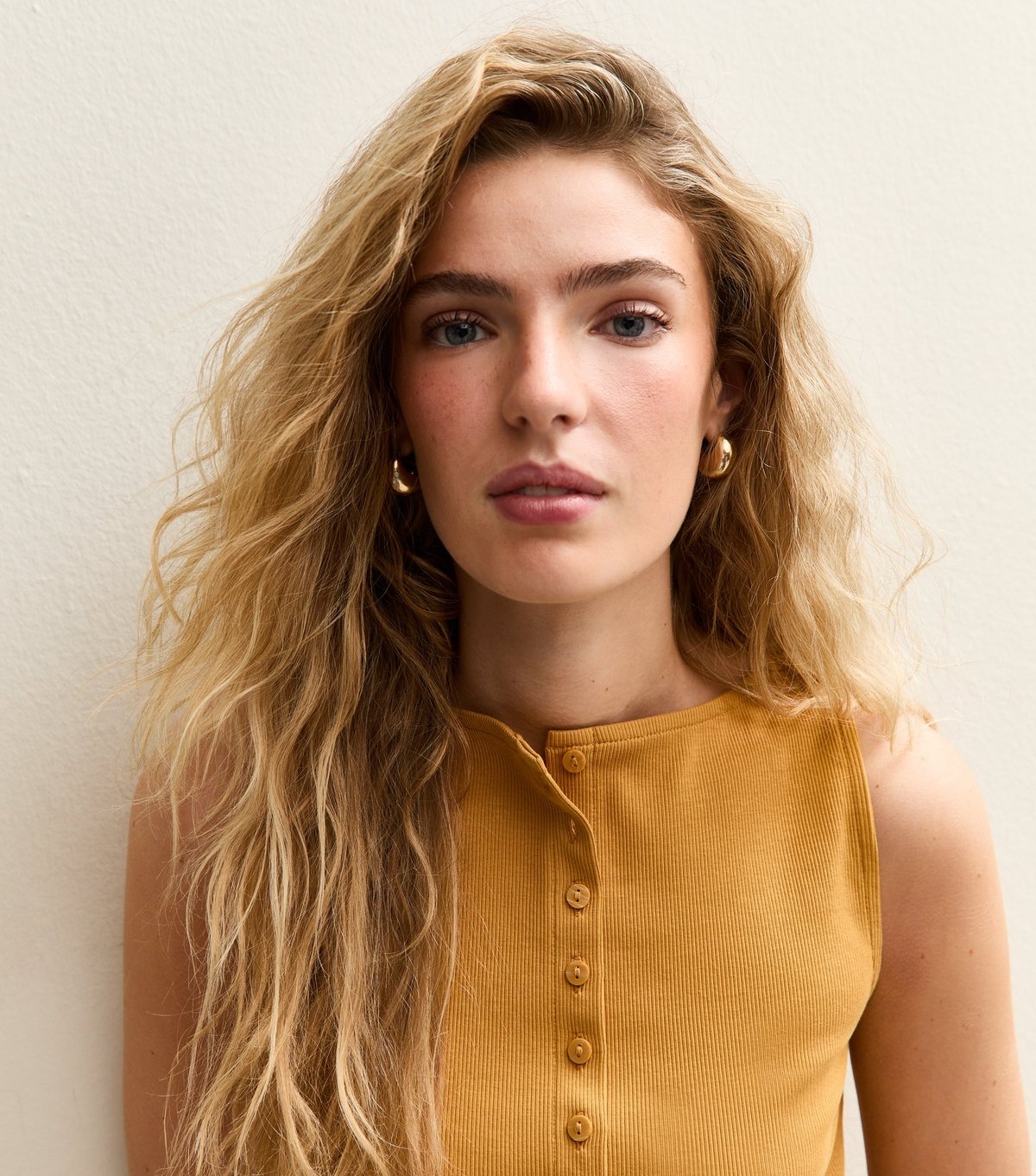 New Look Women's Yellow Button Through Tank Top New Look - 2