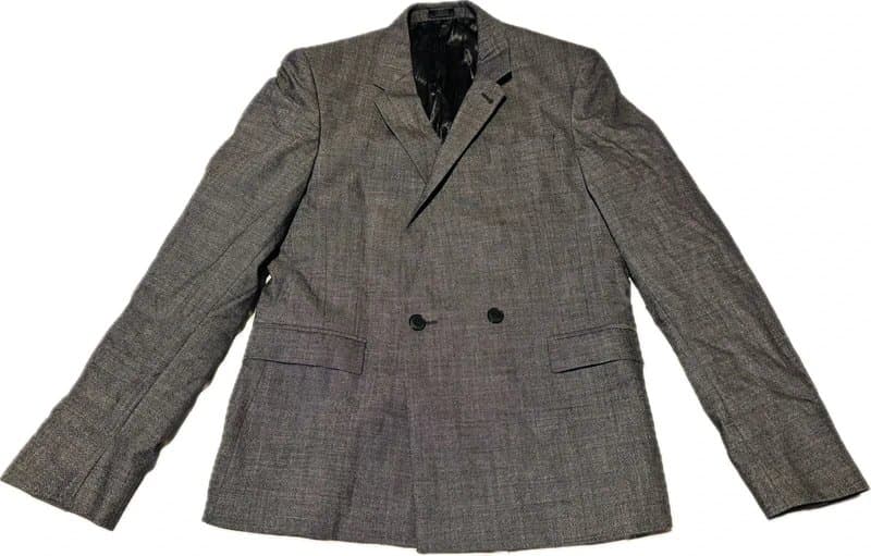 ASOS BLACK Wool grey suit mad men style double breasted wide leg trouser 32 waist 38-40inch chest