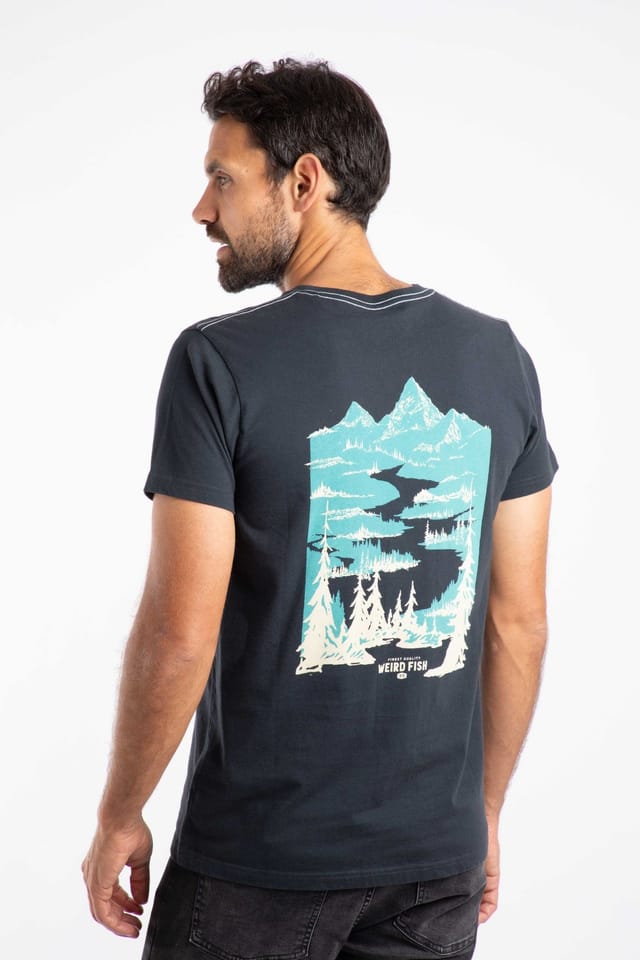 Weird Fish Weird Fish Men's Mountain Valley Graphic T-Shirt in Navy - 3