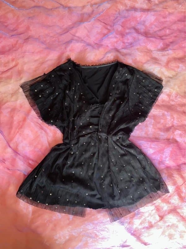 Per Una y2k layered whimsigoth blouse w sequins