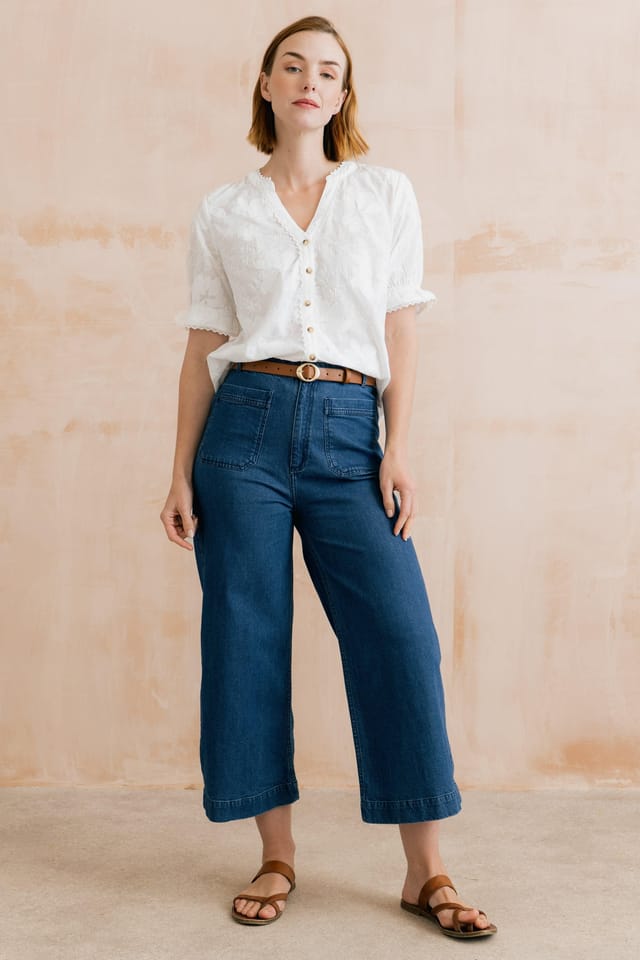 Lily & Me Lily & Me Women's Pintail Embroidered Cotton Blouse in White - 3