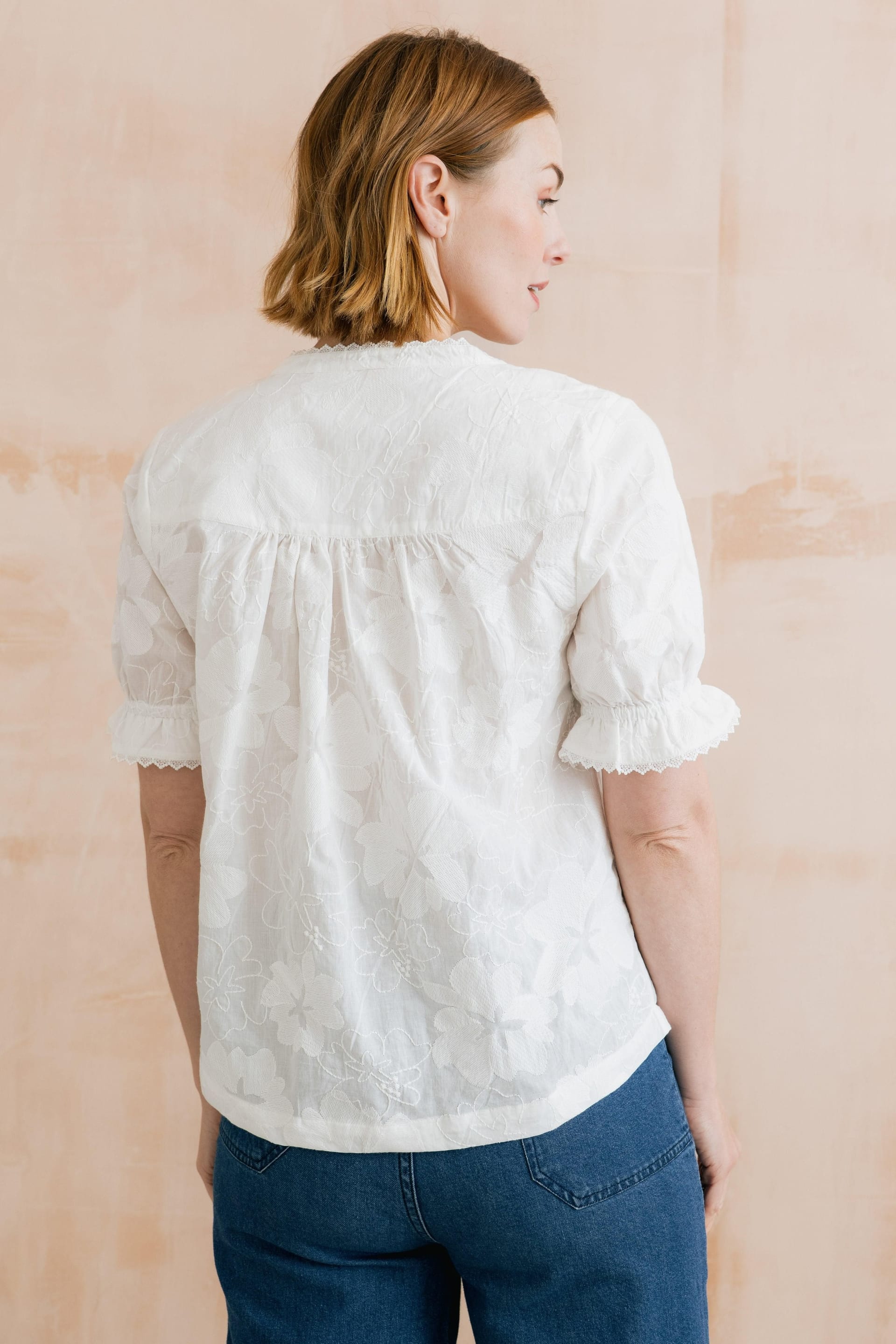 Lily & Me Lily & Me Women's Pintail Embroidered Cotton Blouse in White - 4