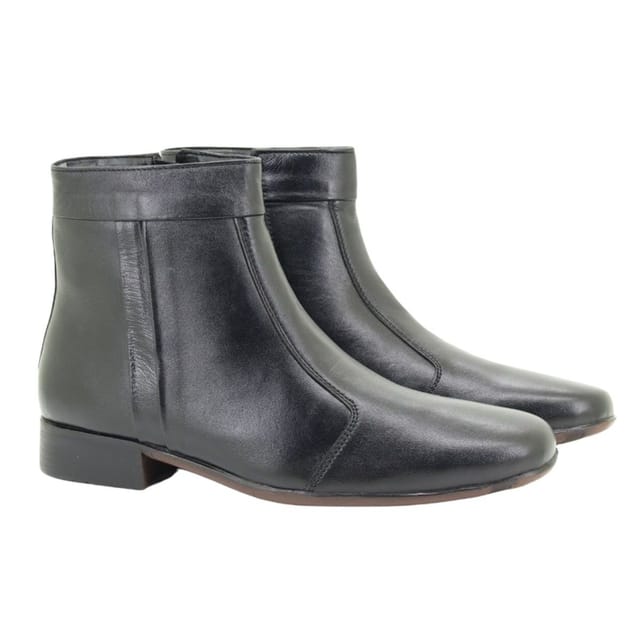 Scimitar Scimitar Men's Inside Zip Pleated Ankle Boots in Black - 3