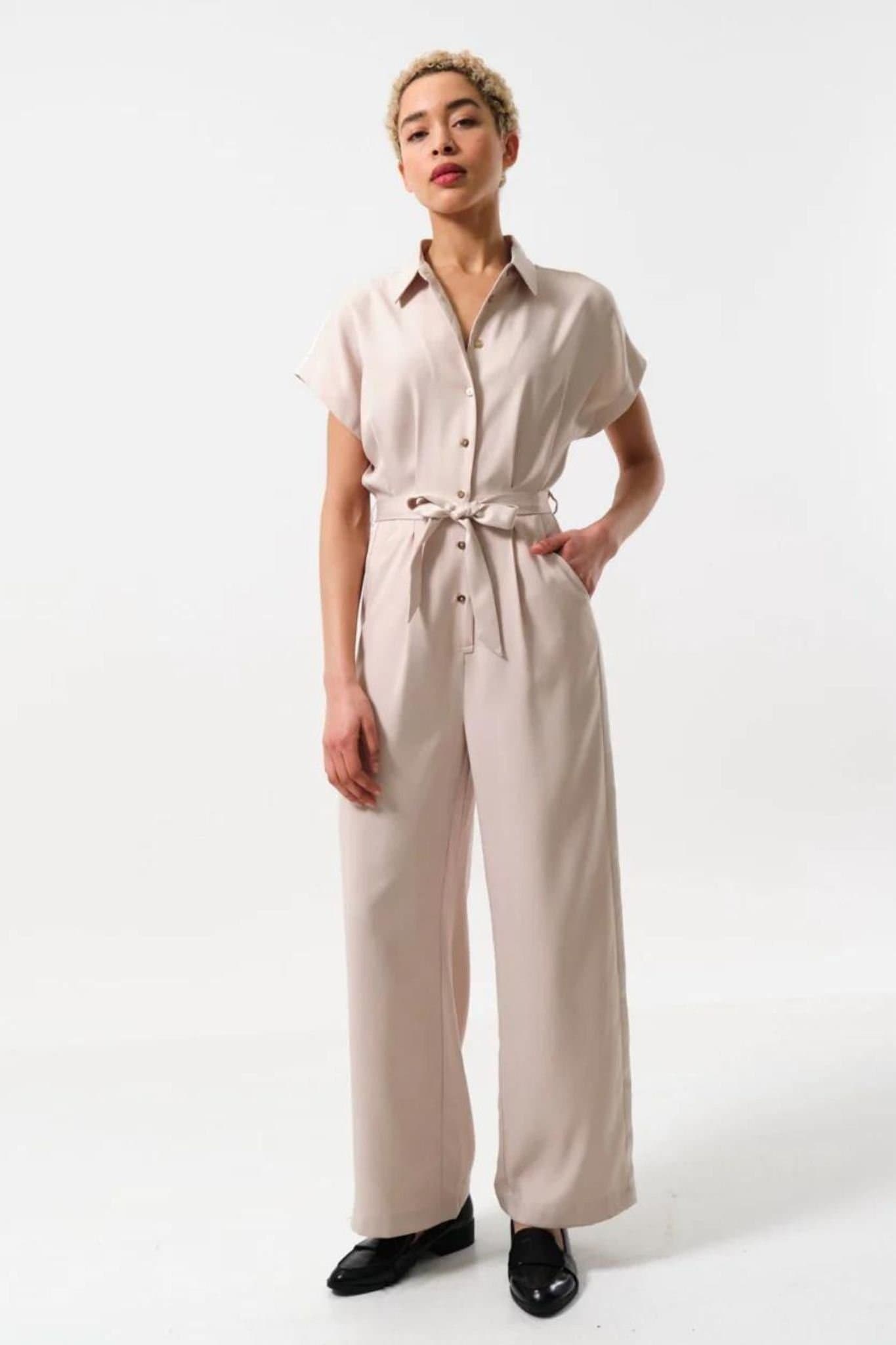 Louche Louche Women's Angie Satin Back Crepe Jumpsuit - Camel in Beige