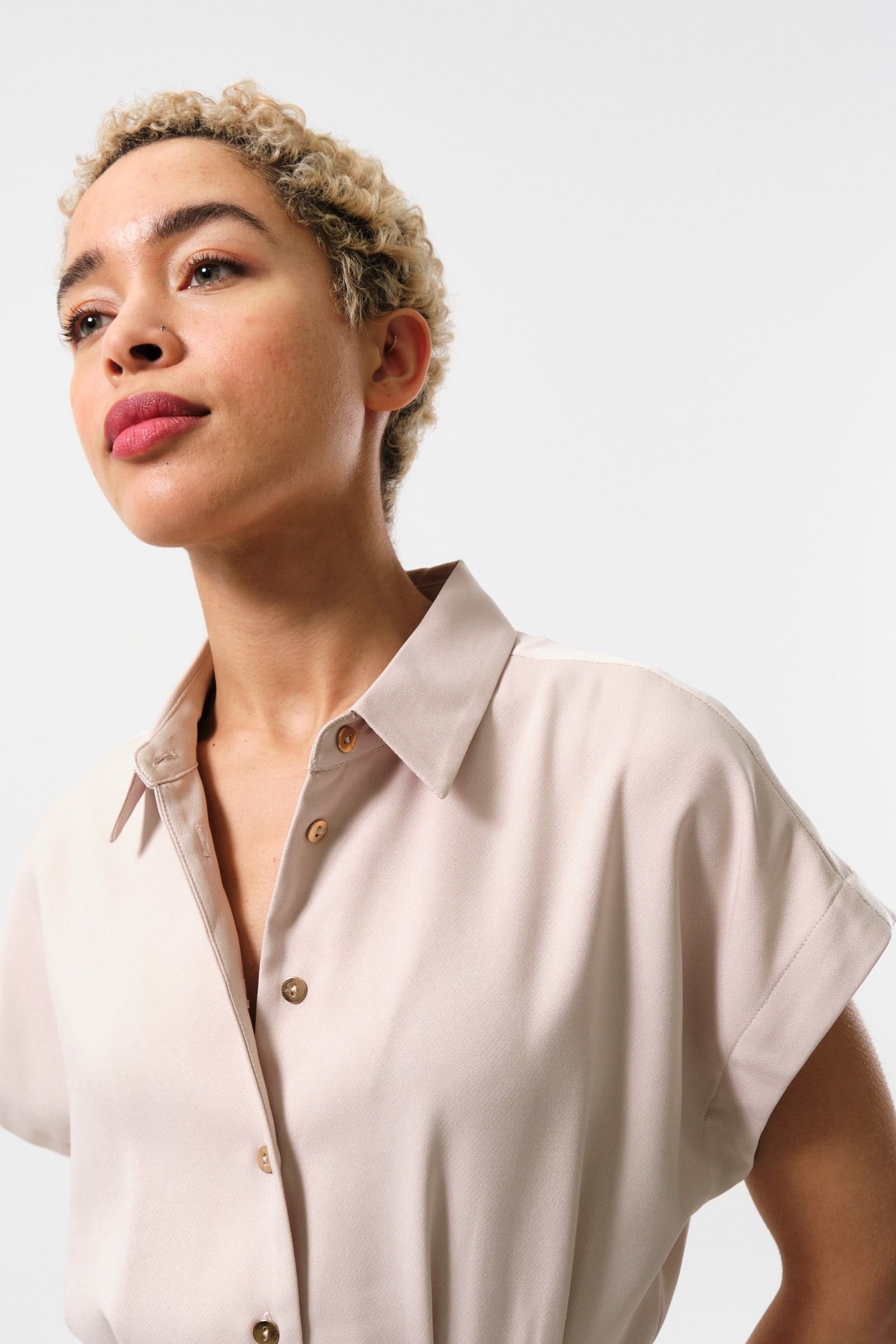 Louche Louche Women's Angie Satin Back Crepe Jumpsuit - Camel in Beige - 3