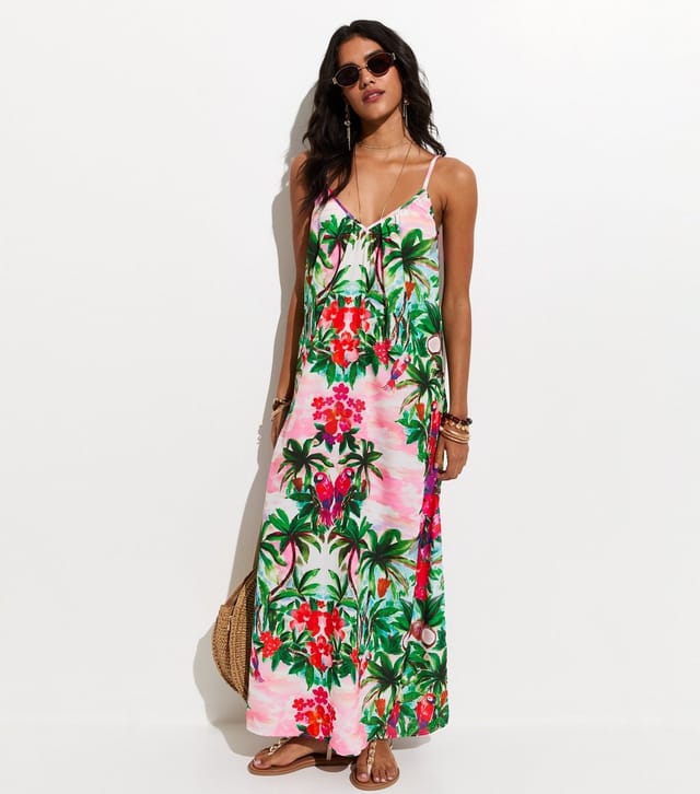 New Look Women's Green Floral Strappy Beach Maxi Dress New Look - 3