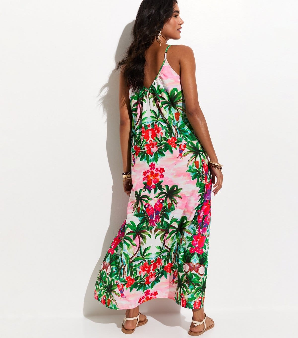 New Look Women's Green Floral Strappy Beach Maxi Dress New Look - 4