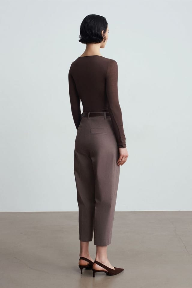 Dilvin Dilvin Women's Belted Straight-Leg Trousers in Charcoal - 2