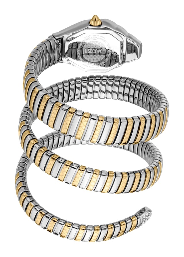 Just Cavalli Just Cavalli Women's Snake Watch Gold Case Silver Dial Two Tone Silver SS Bracelet - 2