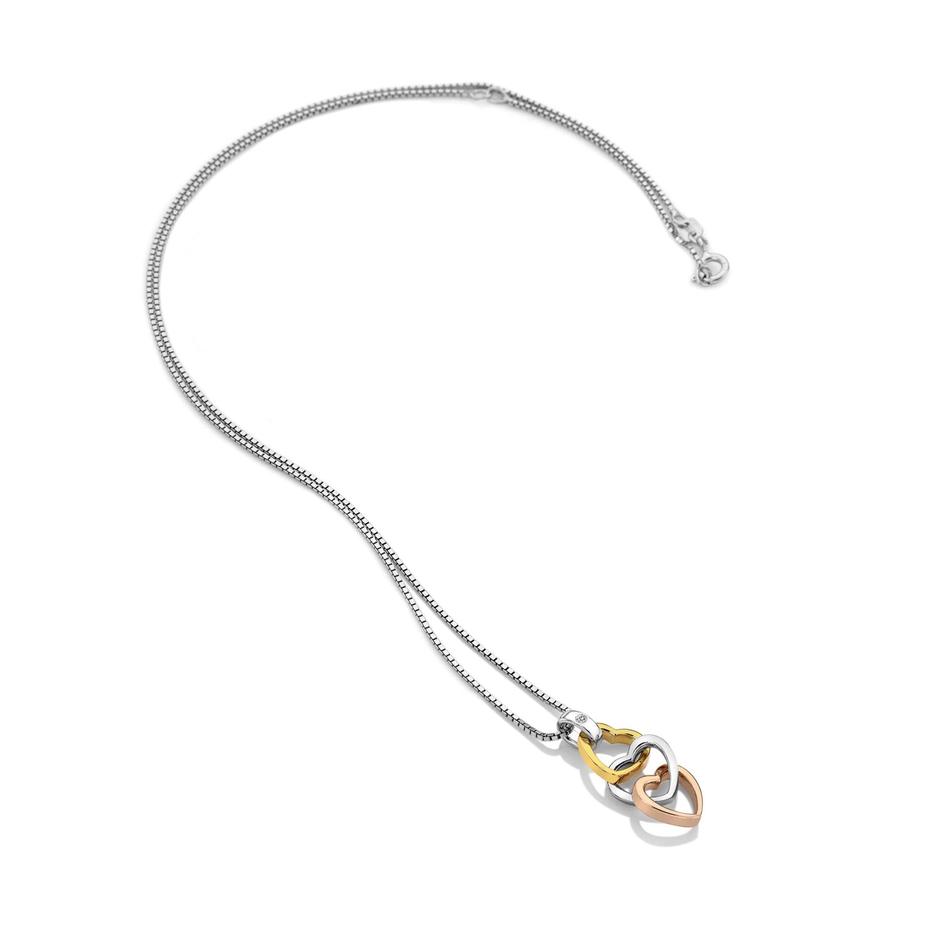 Hot Diamonds Hot Diamonds Women's Trio Triple Heart Pendant - Rose & Yellow Gold in Silver