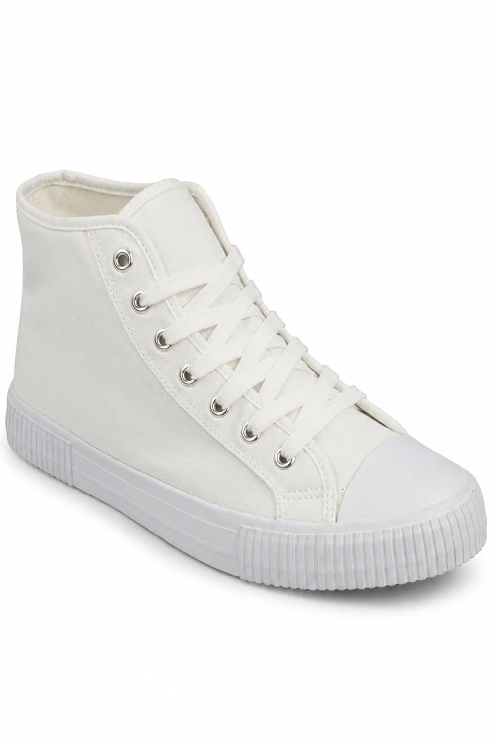 Spot On Spot On Men's White Canvas High Top Trainers