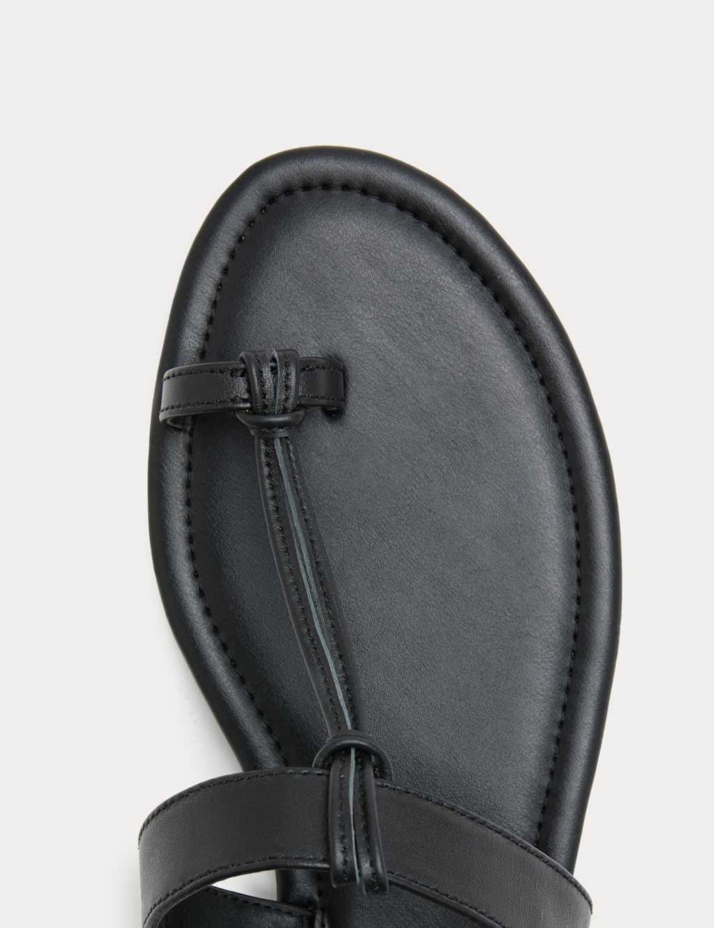Marks & Spencer M&S Leather Ankle Strap Flat Toe Loop Sandals Black - 2
