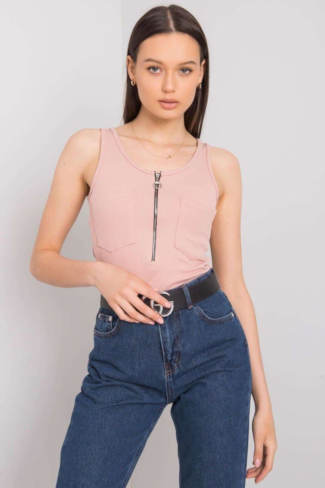 Love Lace Love Lace Women's Summer Zip Pocket Strappy T-Shirt in Pink