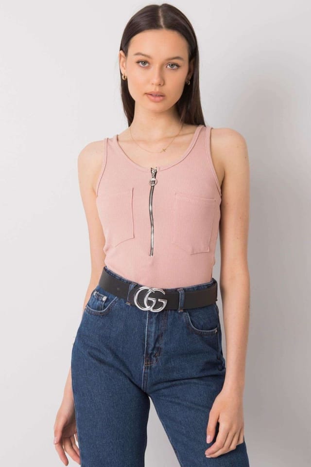 Love Lace Love Lace Women's Summer Zip Pocket Strappy T-Shirt in Pink - 2