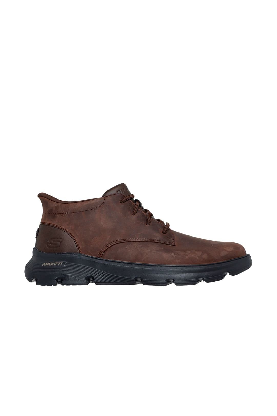 Skechers Skechers Men's ARCH FIT GARZA Round Toe Leather Chukka Slip-Ins Boot Cocoa in Brown