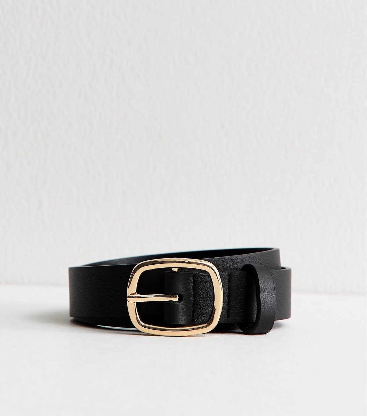 New Look New Look Black Leather Rectangle Buckle Belt