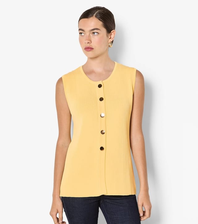 Apricot Women's Bright Yellow Press Stud Sleeveless Top Apricot New Look - 2