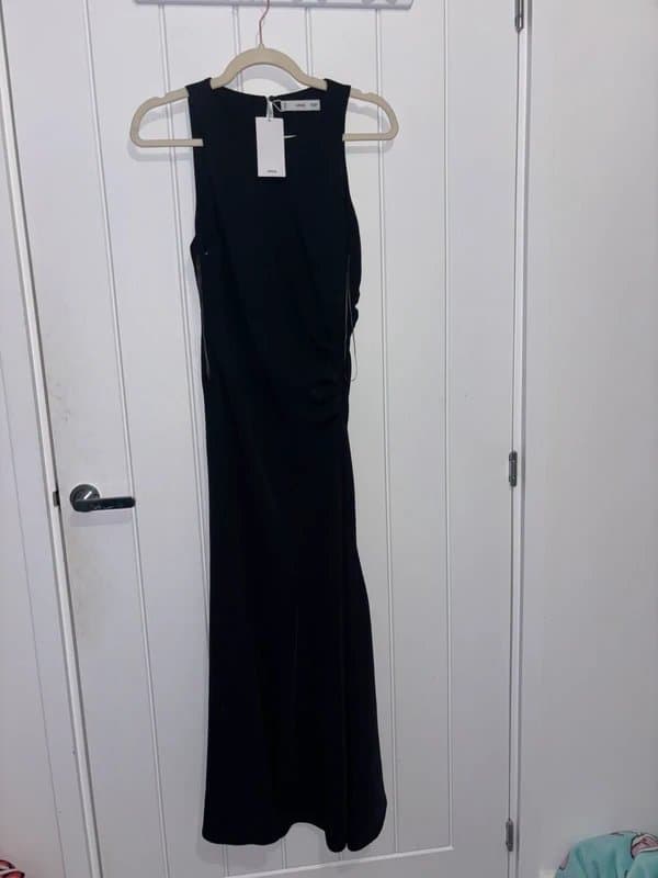 MNG Mango black ruched black dress size small