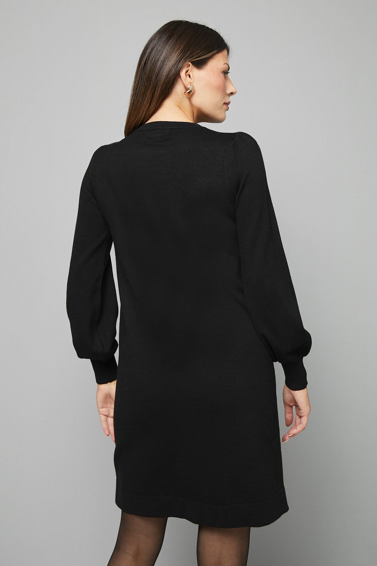 Wallis Wallis Women's Crew Neck Swing Jumper Dress in Black - 3