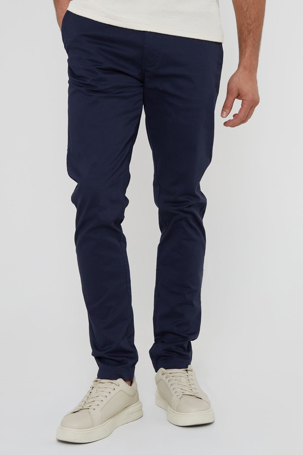 Threadbare Threadbare Men's 'Castello' Cotton Slim Fit Chino Trousers With Stretch in Navy - 3