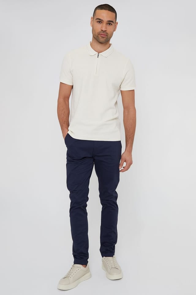 Threadbare Threadbare Men's 'Castello' Cotton Slim Fit Chino Trousers With Stretch in Navy - 3